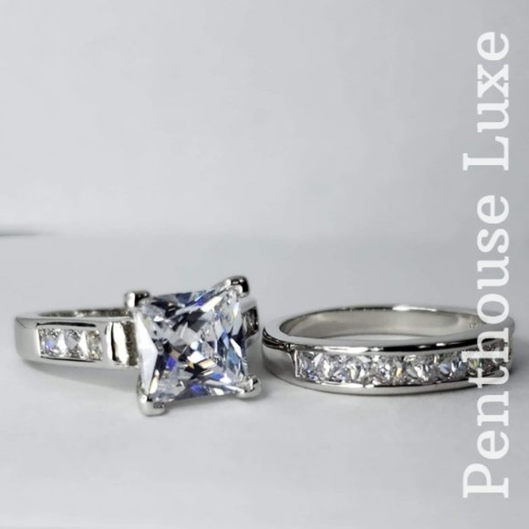 Diamond Wedding Ring Sterling Silver 2 Piece Set - Picture 3 of 5